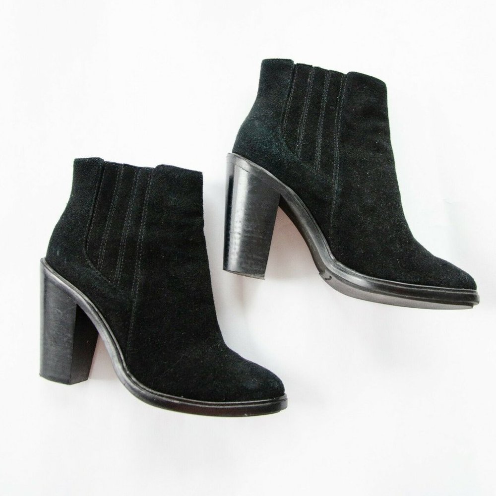 Joie Cloee Black Suede Heeled Ankle Booties 36.5